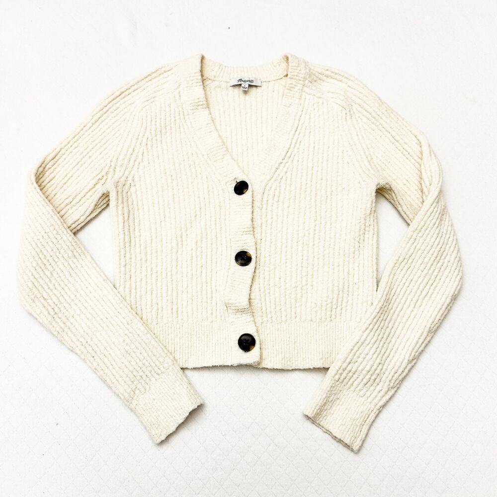 Madewell 3-Button Cardigan Sweater Cream Size Small